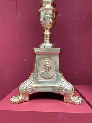 Candle Sticks Measures Without Pin style BAROQUE-STYLE en Bronze / Polished and Varnished, Belgium 19 th century ( Anno 1875 )