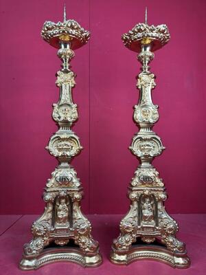 Exceptional Candle Holders Measures Without Pin Height 105 Cm ! style Baroque - Style en Bronze - Gilt, France 19 th century ( Anno 1865 )