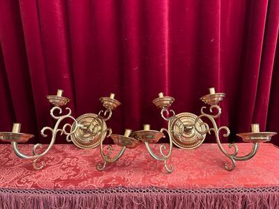 Wall - Candle Holders style Baroque - Style en Brass / Bronze , Belgium  19 th century ( Anno 1840 )