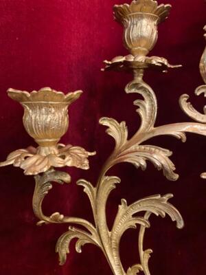 Candle Holders en Brass / Bronze / Samac, Belgium  19 th century