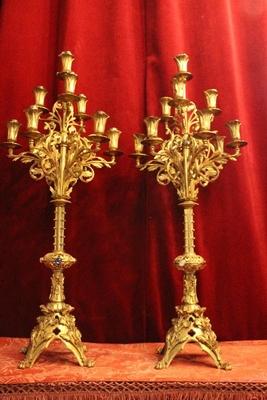 Candle Holders en Bronze / Gilt / Stones, France 19th century ( anno 1875 )