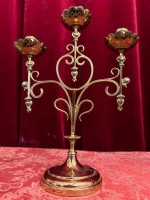 Candle Holders en Brass / Bronze / Polished and Varnished, Belgium  19 th century ( Anno 1885 )