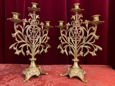 Candle Holders en Bronze / Polished and Varnished, France 19 th century ( Anno 1890 )