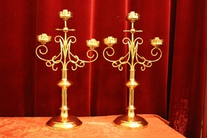 Candle Sticks en Brass / Bronze / Gilt, Belgium 19th century