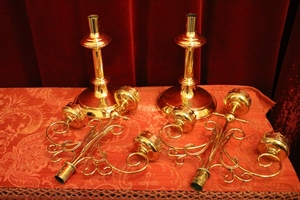 Candle Sticks en Brass / Bronze / Gilt, Belgium 19th century