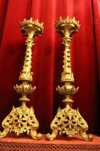 Candle Sticks Measures Without Pin en Bronze / Gilt, France 19th century