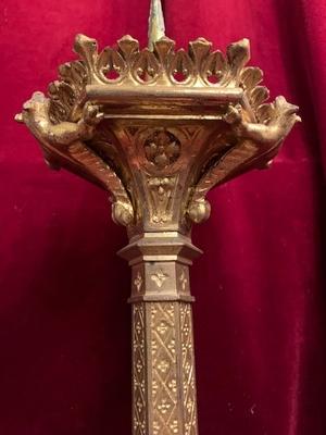 Candle Sticks Measures Without Pin. Could Be Polished. en Bronze / Gilt, France 19th century ( anno 1890 )