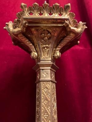 Candle Sticks Measures Without Pin. Could Be Polished. en Bronze / Gilt, France 19th century ( anno 1890 )
