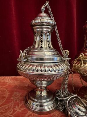 Censers en Brass &  Silver Plated Polished & Varnished, Belgium 19th Century