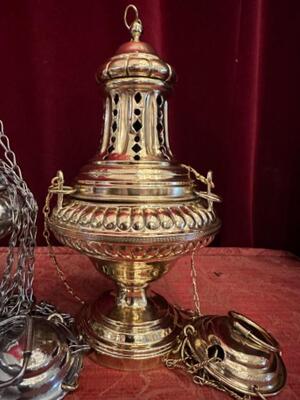 Censers en Brass &  Silver Plated Polished & Varnished, Belgium 19th Century