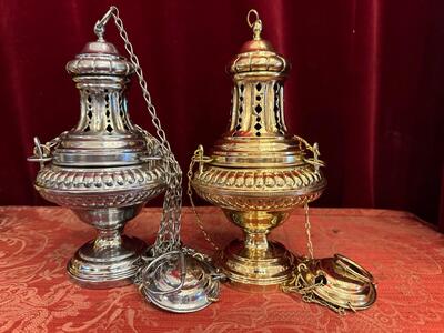 Censers en Brass &  Silver Plated Polished & Varnished, Belgium 19th Century