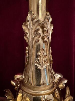 Candle Holders style Classicistic en Bronze / Polished and Varnished / Stones, France 19 th century ( Anno 1865 )