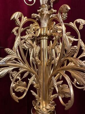 Candle Holders style Classicistic en Bronze / Polished and Varnished / Stones, France 19 th century ( Anno 1865 )