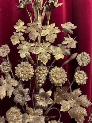 Pair Classicistic Exceptional Floral Altar Pieces 140 Cm High ! Very High Quality Enamel Representations Of St. Mary & St. Joseph