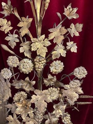 Pair Classicistic Exceptional Floral Altar Pieces 140 Cm High ! Very High Quality Enamel Representations Of St. Mary & St. Joseph