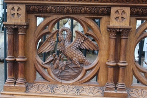 Communion Kneelers en hand-carved wood Oak, Belgium