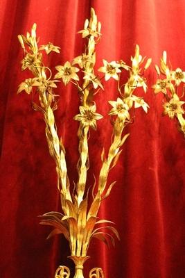 Decorative Flowers  en Brass / Bronze / Gilt, Belgium 19th century