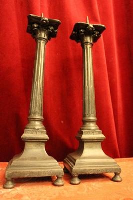 Candle Holders Signed : X Jzydar Teresinski. Measures Without Pin style Empire en Tin, Poland 1803 RoHu