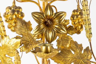 Floral Candle - Holders en Brass / Bronze / Gilt, France 19 th century