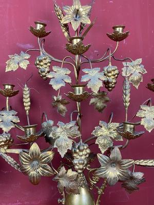 Floral Candle Holders  en Brass / Bronze , France 19th century ( anno 1875 )