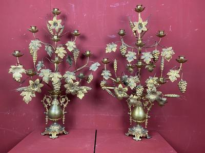 Floral Candle Holders  en Brass / Bronze , France 19th century ( anno 1875 )