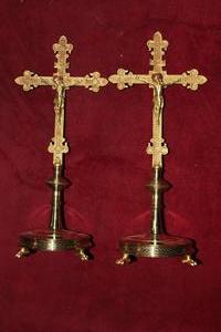Altar - Crosses style gothic en Messing / Bronze, Belgium 19th century