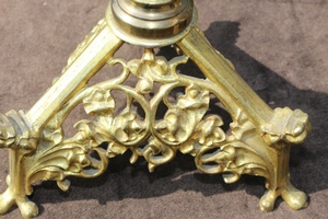 Candle Sticks style gothic en Brass / Bronze, France 19th century