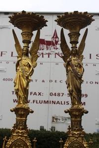Candle Sticks style gothic en bronze, France 19th century