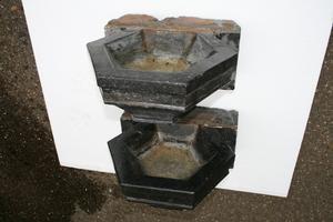 Handcarved Holy Water Fonts style Gothic en Stone, DUTCH 19th century