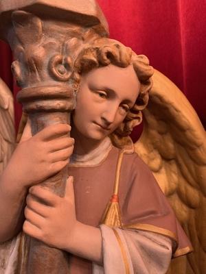 Angels style Gothic - style en Composite Stone Polychrome, Belgium 19th century