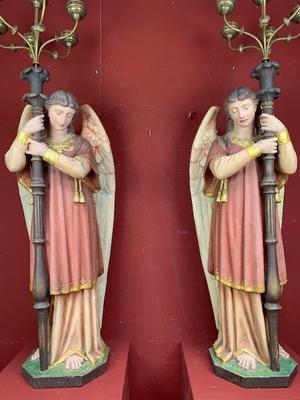 Angels style Gothic - Style en plaster polychrome, France 19th century ( anno 1890 )