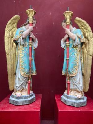 Angels style Gothic - style en Terra - Cotta Polychrome, France 19 th century ( Anno 1865 )
