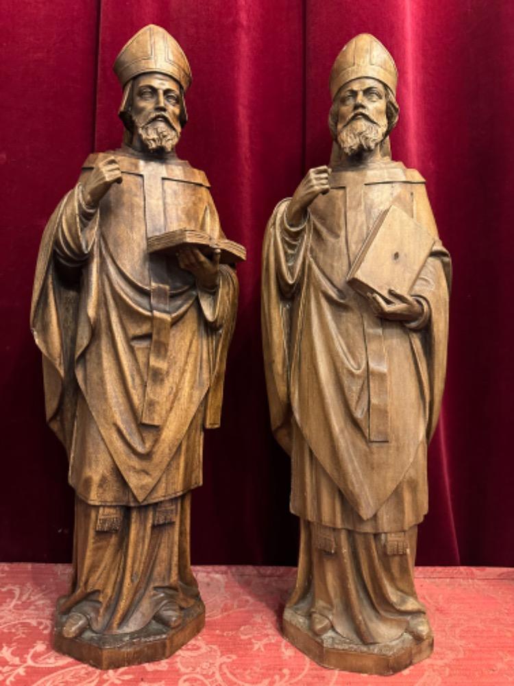 Pair Gothic - Style Bishop Statues