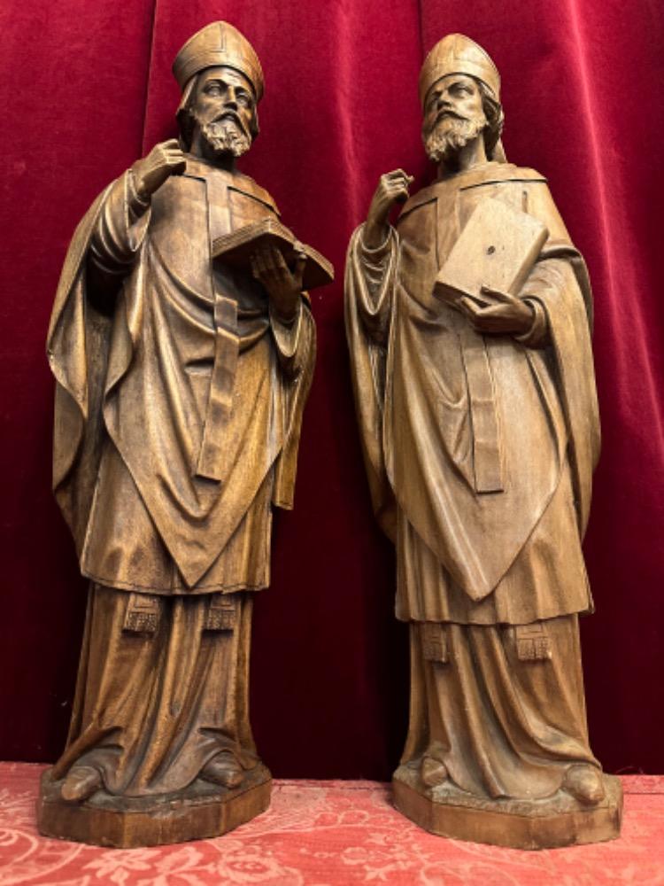 Pair Gothic - Style Bishop Statues