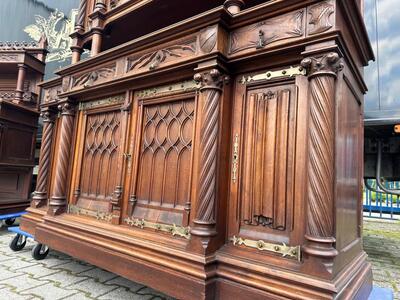 Cabinets style Gothic - style en Walnut wood / Glass / Marble, Paris - France 19 th century ( Anno 1890 )