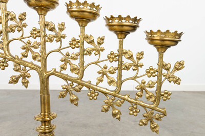 Candle Holders  style Gothic - style en Brass / Bronze, Belgium  19 th century