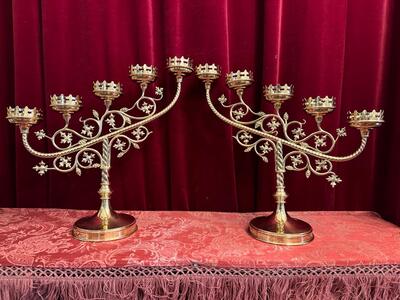 Candle Holders style Gothic - Style en Brass / Bronze, Belgium  19 th century ( Anno 1890 )