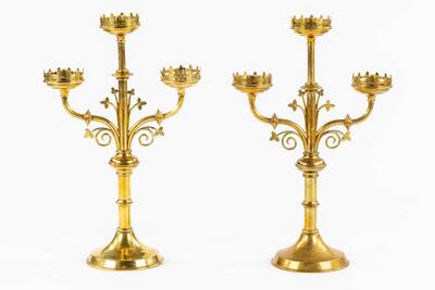 Candle Holders. style Gothic - Style en Brass, Belgium  19 th century