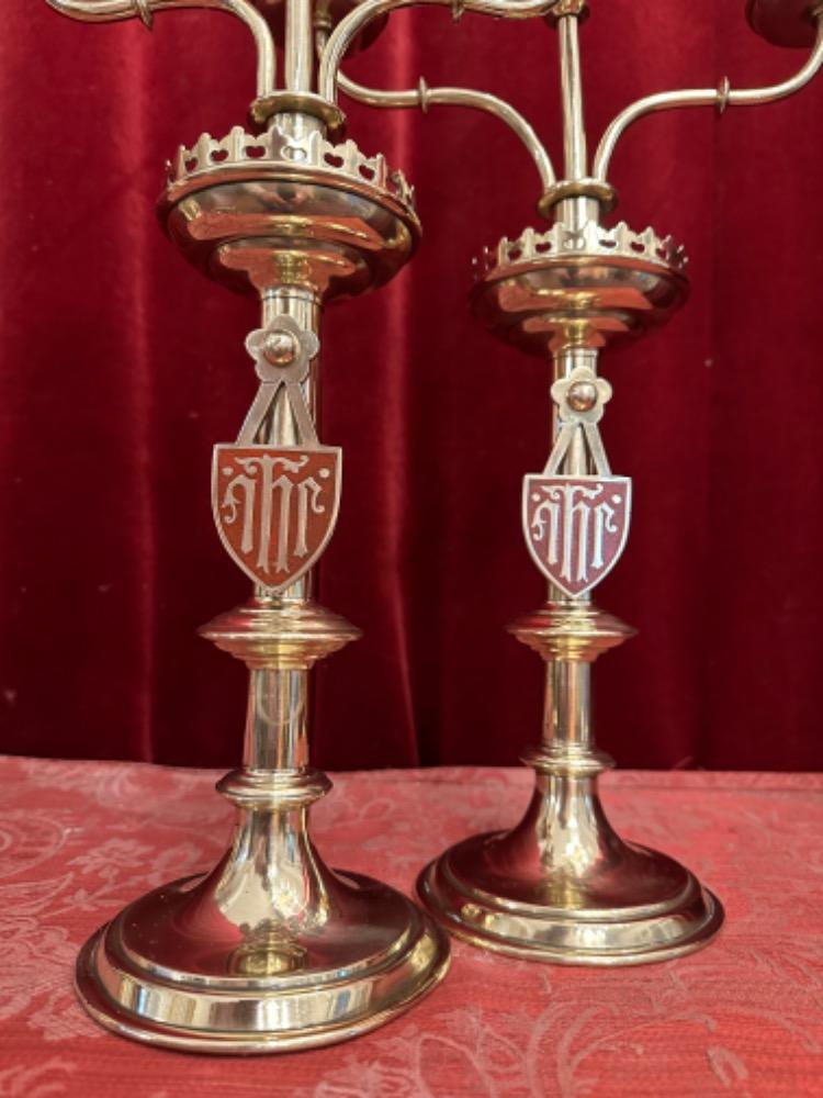 Pair Gothic - Style Candle Holders.