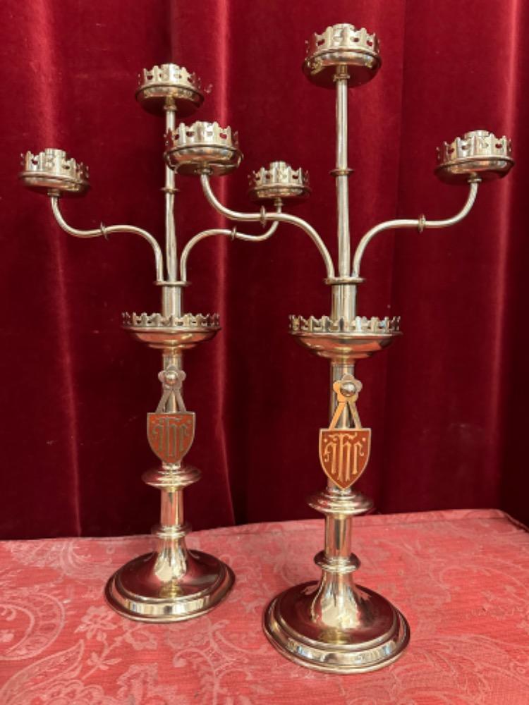 Pair Gothic - Style Candle Holders.