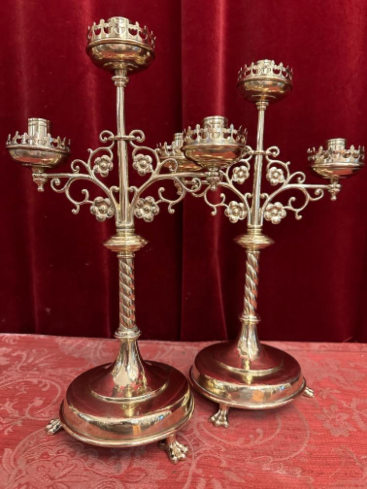 Pair Gothic - Style Candle Holders..