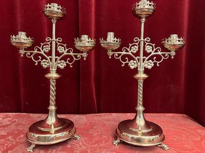 Pair Gothic - Style Candle Holders..