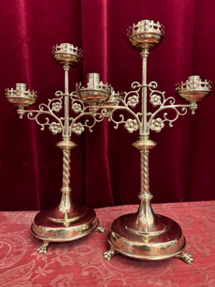 Pair Gothic - Style Candle Holders..