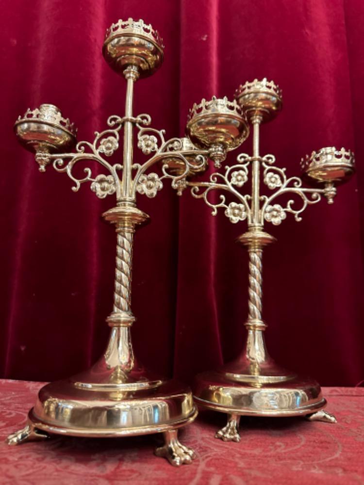 Pair Gothic - Style Candle Holders..