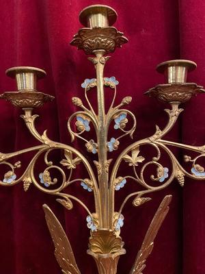 Candle Holders style Gothic - style en Bronze / Gilt, France 19 th century ( Anno 1875 )