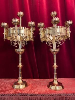 Candle Holders  style Gothic - style en Bronze / Polished and Varnished, BELGIUM 19 th century ( Anno 1890 )