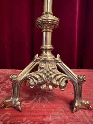 Candle Holders Measures Without Pin style Gothic - Style en Bronze Gilt, Belgium  19 th century ( Anno 1885 )