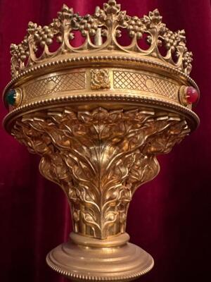 Candle Holders Measures Without Pin style Gothic - Style en Brass / Bronze / Gilt / Stones, Belgium  19 th century ( Anno 1865 )