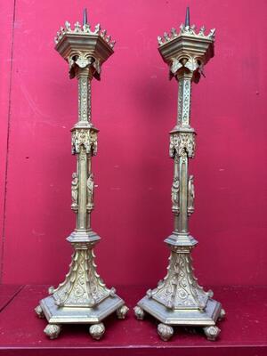 Candle Holders Measures Without Pin style Gothic - Style en Bronze Gilt, France 19 th century ( Anno 1870 )