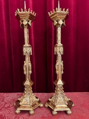 Pair Gothic - Style Candle Holders Measures Without Pin